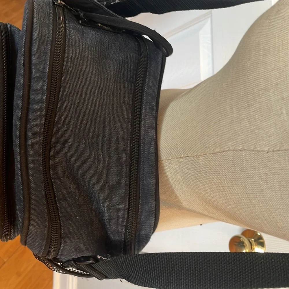 Eddie Bauer black canvas mesh travel lunch diaper camera bag
